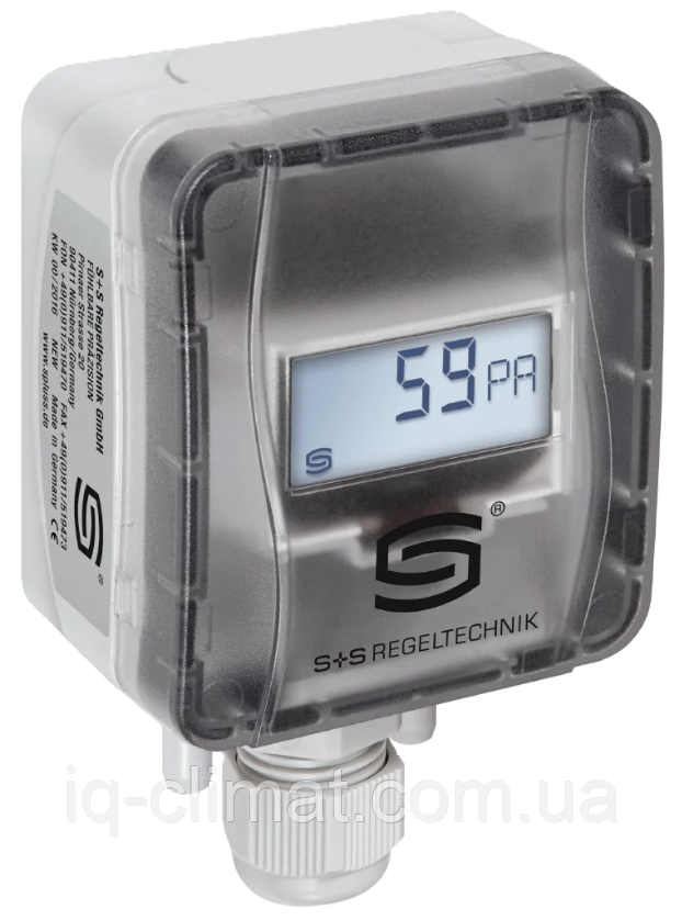 Premasgard 2120-SD LCD Датчик тиску повітря з дисплеєм, діапазон вимірювання -100...+100 Па, S+S Regeltechnik