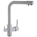 Змішувач для кухні з підключенням фільтра води молочний ZERIX LR4055W (ZX2643), фото 2