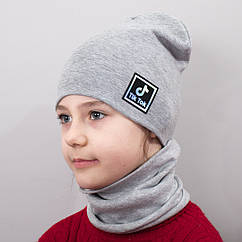 Дитяча шапка з хомутом КАНТА TikTok розмір 48-52 сірий (OC-981) BS, код: 6489497