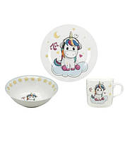 Набор фарфоровой детской посуды Unicorn 3 предмета Limited Edition C723 BS, код: 8357655