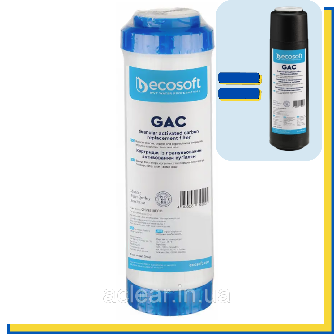Картридж вугільний Ecosoft GAC CHV2510ECO (тимчасова партія, виробництво: весна 2022) FCCA, фото 1