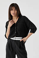 Женская однотонная рубашка в стиле кэжуал - черный цвет, 36р (есть размеры) ld