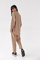 Женский костюм со штанами и рубашкой Barley - кофейный цвет, S (есть размеры) ld