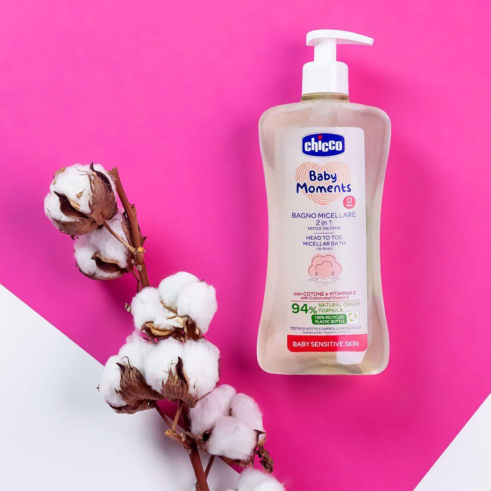 Шампунь-гель міцелярний для чутливої шкіри Chicco Baby Moments 500 мл, фото 1
