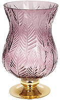 Ваза настольная декоративная Ancient Glass Розалин 14х15х25 см фиолетовый стекло Bona DP41818 HR, код: 7431082