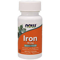 Микроэлемент Железо NOW Foods Iron 18 mg 120 Veg Caps HR, код: 7518398