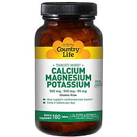 Мультимінеральний комплекс Country Life Calcium Magnesium and Potassium 500 mg: 500 mg: 99 mg HR, код: 7645849