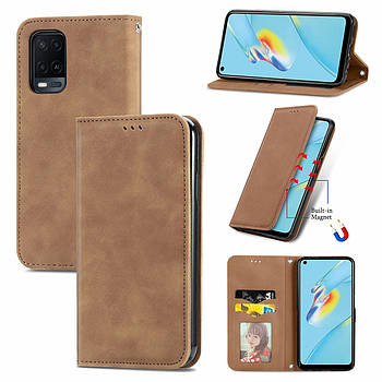 Чохол-книжка Skin Feel Leather Wallet для Oppo A54 4G Brown