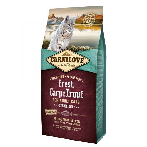 Сухий корм Carnilove Fresh Carp & Trout для стерилізованих котів, риба, 6 кг, фото 1