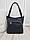 Жіноча сумка середнього розміру міська модна комбінована чорна замша+екошкіра, фото 2