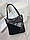 Жіноча сумка середнього розміру міська модна комбінована чорна замша+екошкіра, фото 10