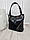 Жіноча сумка середнього розміру міська модна комбінована чорна замша+екошкіра, фото 9