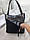Жіноча сумка середнього розміру міська модна комбінована чорна замша+екошкіра, фото 8