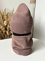 Шапка чоловіча зимова брендова, шапка тепла, на зиму, в'язана, Шапка жіноча на зиму.Шапка  (рубчик) для чоловіків