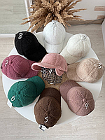 Бейсболка зимняя брендовая женская, женская шапка теплая, на зиму, Тедди, Кепка Atis овеча, из овечей шерсти