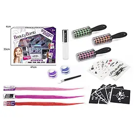 Крейда для волосся (3 кольори, гребінці, тимчасове тату, блискітки, трафарети) 667-15