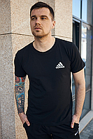 Футболка Adidas черная,мужская футболка,спортивная футболка,футболка с принтом, однотонная футболка,