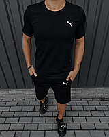 Футболка Puma черная,мужская футболка,спортивная футболка,футболка с принтом, однотонная футболка,