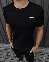 Футболка Reebok черная,мужская футболка,спортивная футболка,футболка с принтом, однотонная футболка,