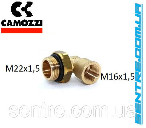Кутовий фітинг M16x1.5 зовнішньо. / M22x1.5 внутр. 8934017700 Camozzi D2022 M16x1.5-M22x1.5
