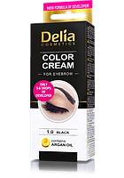 Крем-фарба для брів з олією аргани Delia cosmetics Color Cream без аміаку, 1.0 Чорна