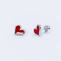 Серьги серебряные INFINI родированые сердечки с красной эмалью s2ek-143 KS, код: 7734828