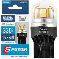 LED автолампа Brevia Spower 12/24V W21/5W 15x2835SMD 330Lm 6000K Оригинал CANbus 2 шт (10211X2)