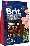 Сухой корм для взрослых собак крупных пород Brit Premium Dog Adult L с курицей 3кг