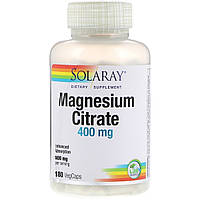 Цитрат Магния, 400 Мг, Magnesium Citrate, Solaray 180 Капсул MD, код: 7331284