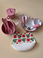 Набор силиконовой посуды для детей Розовый