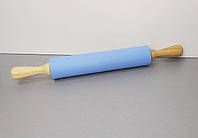Силиконовая скалка 43 х 5.5 см c деревянными ручками Голубая Stenson 2993 MD, код: 8248080