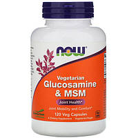 Препарат для суставов и связок NOW Foods Vegetarian Glucosamine MSM 120 Veg Caps NF3130 KS, код: 7518609