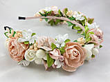Віночок на голову з пудровими квіточками, фото 2