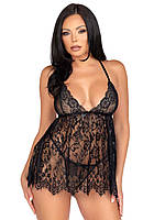 Пеньюар Leg Avenue Floral lace babydoll & string Black M ht