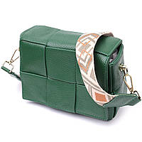 Компактная вечерняя сумка для женщин с переплетами из натуральной кожи Vintage 22312 Зеленая ld