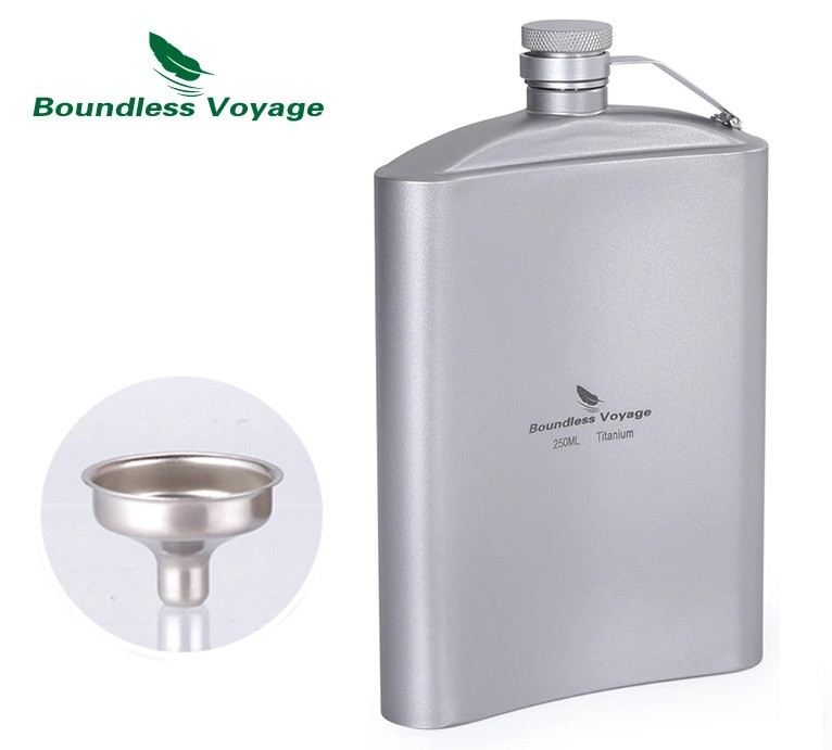 Фляга титанова для алкогольних міцних напоїв Boundless Voyage 250 мл Фляга з титану для алкоголю в чохлі