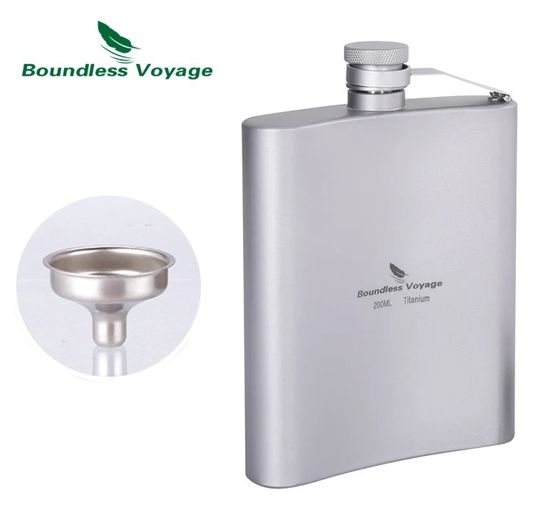 Титановая фляга Boundless Voyage Ti1504B 200 мл. для алкогольных ...