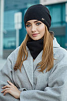 Комплект «Шарлотта» (шапка и шарф-хомут) Braxton черный 56-59 MD, код: 6160410