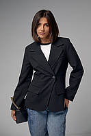 Женский однобортный пиджак приталенного кроя - черный цвет, S (есть размеры) ld