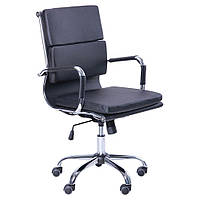 Кресло офисное Slim FX LB хром XH-630B механизм Tilt кожзаменитель Черный (AMF-ТМ)