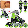 Ролики дитячі розсувні Profi A4146-XS-GR розмір 27-30 Зелений, фото 2