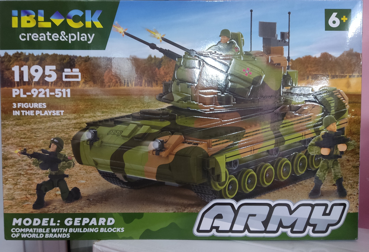 Конструктор IBLOCK PL-921-511 Армия танк Gepard 3 фигурки 1195 деталей ЗСУ АРМІЯ