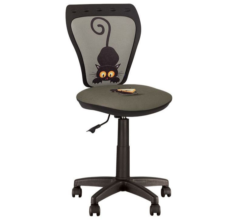 Крісло дитяче Ministyle GTS black хрестовина PL55 тканина Fantasy Cat & Mouse Grey (Новий Стиль ТМ)