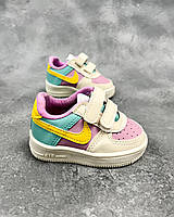 Дитячі кросівки кеди Nike на липучку для дівчинки з супінатором та шкіряною устілкою. Розмір: 20-25