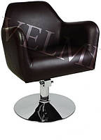 Кресло парикмахерское Stefan на гидравлике диск хром экокожа черная (Velmi TM)