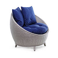 Кресло плетеное Киви без текстиля, каркас алюминий, иск.ротанг A8, A01 Светлый графит (Pradex ТМ)