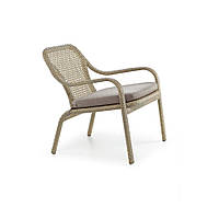 Кресло садовое Лэйзи без текстиля, каркас алюминий, иск. ротанг A8, F01 Миндаль (Pradex ТМ)