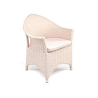 Кресло плетеное Марокко без текстиля, каркас алюминий, иск. ротанг L12, A01 Кофе с молоком (Pradex ТМ)