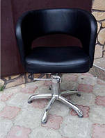 Кресло парикмахерское Den на пневматике крестовина хром экокожа черная (Velmi TM) Гидравлический