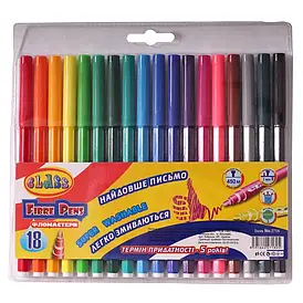 Набір фломастерів з 18 кольорів | легко змиваються водою | "CLASS" (2718С)